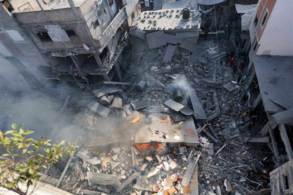 <i>Ibraheem Abu Mustafa/Reuters</i><br/>A house destroyed in an Israeli strike in Khan Younis