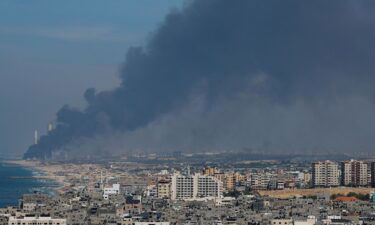 Smoke rises from the Israeli side after Palestinian Hamas gunmen infiltrated areas of southern Israel