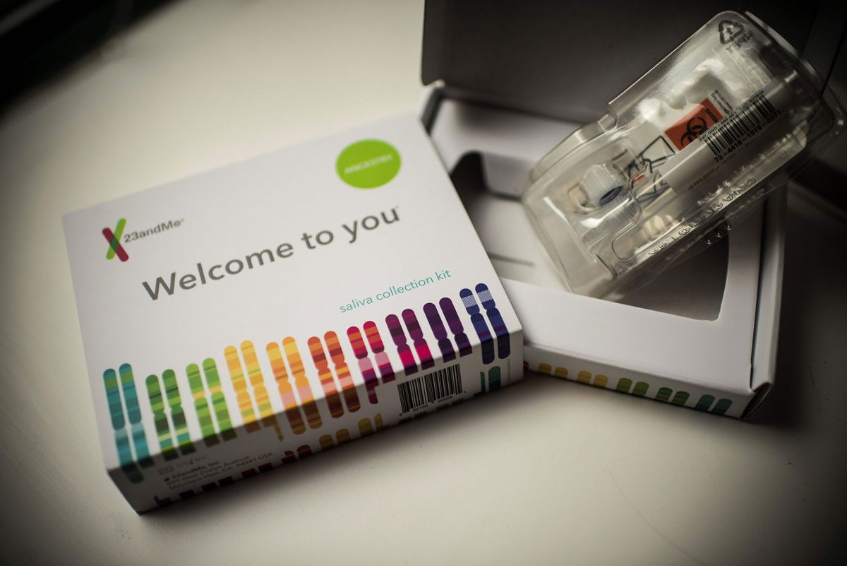 <i>Eric Baradat/AFP/Getty Images</i><br/>This picture shows a saliva collection kit for DNA testing displayed in Washington DC on December 19