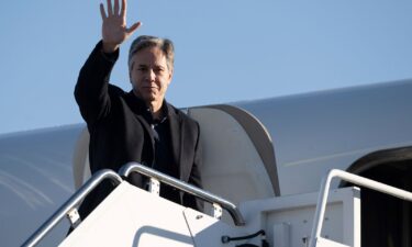 Secretary of State Antony Blinken boards his aircraft prior to departure to Brussels