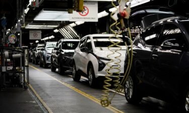 The 2023 Chevrolet Bolt EV and EUV assembly line is seen at the General Motors Orion Assembly in Michigan on June 15. General Motors will lay off about 1