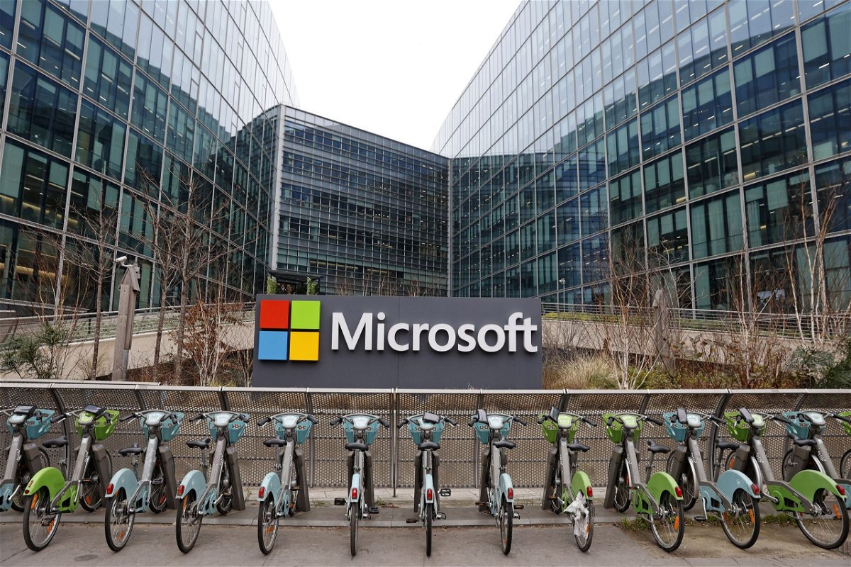 <i>Chesnot/Getty Images</i><br/>Velib bicycles are parked in front of the the U.S. computer and micro-computing company headquarters Microsoft on January 25