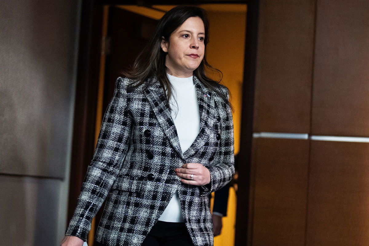 <i>Tom Williams/CQ-Roll Call/Getty Images</i><br/>House Republican Conference Chairwoman Elise Stefanik arrives for a news conference on November 14.