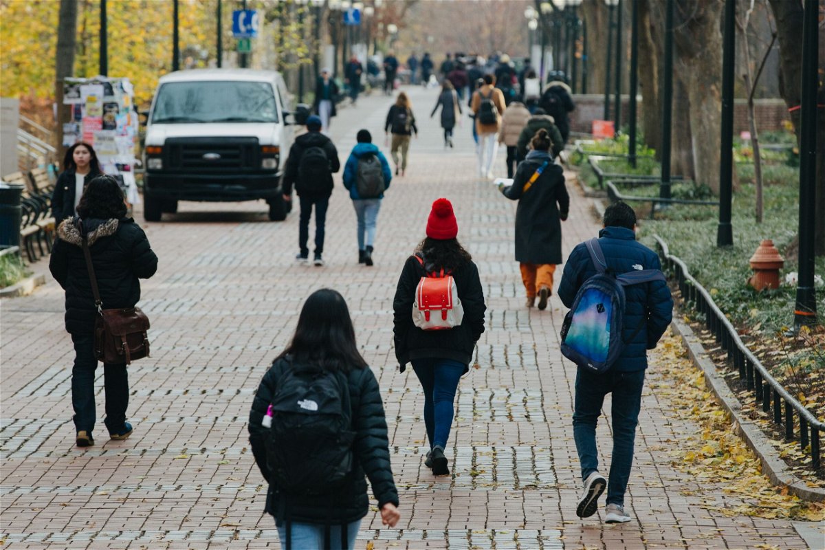 <i>Michelle Gustafson/Bloomberg/Getty Images</i><br/>Students on the University of Pennsylvania campus in Philadelphia on December 8.