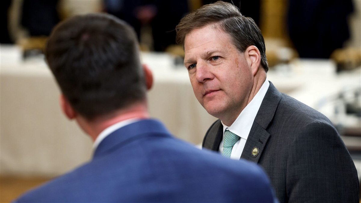 <i>Anna Moneymaker/Getty Images</i><br/>New Hampshire Governor Chris Sununu  waits for the start of a meeting between U.S. President Joe Biden and governors visiting from states around the country in the East Room of the White House on February 10