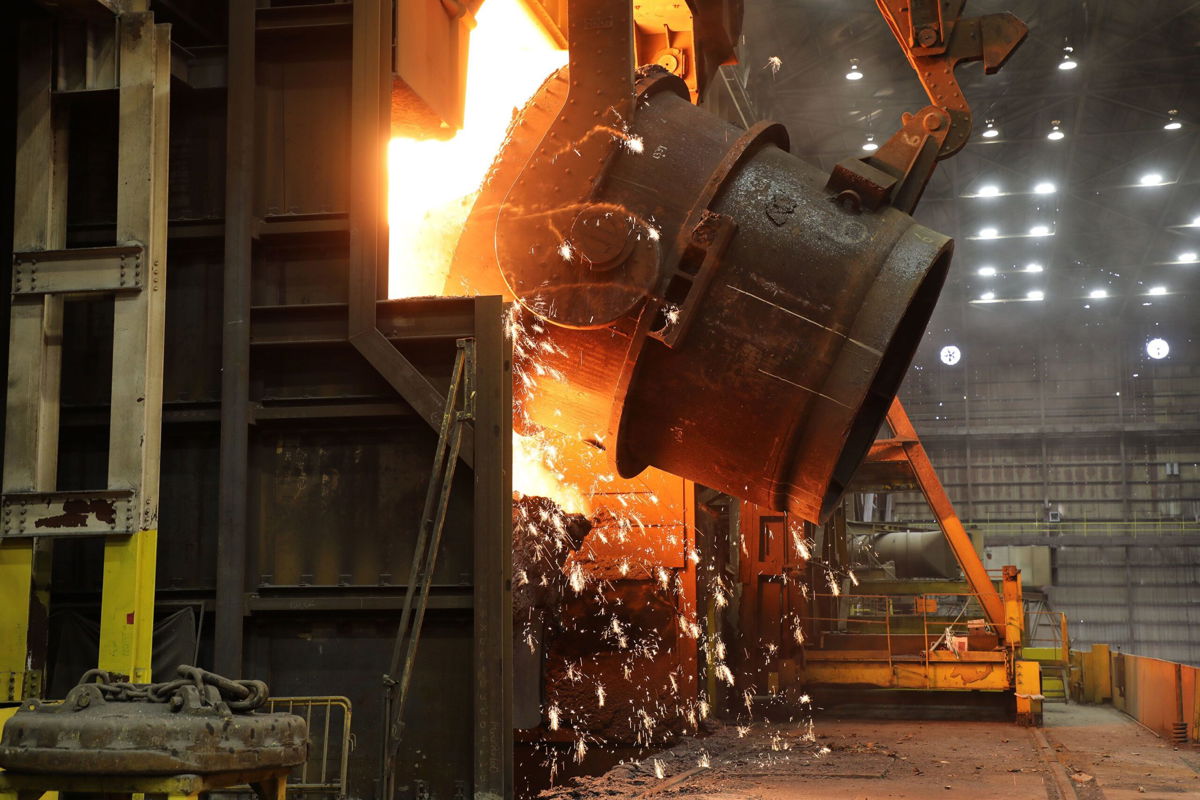 <i>U.S. Steel</i><br/>A ladle of molten iron is poured into a Basic Oxygen Process (BOP) furnace at US Steel's Granite City Works