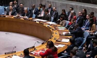 A general view shows a United Nations Security Council meeting on Gaza
