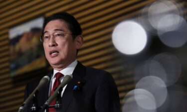 Japanese Prime Minister Fumio Kishida speaks at the prime minister's office in Tokyo on December 18.