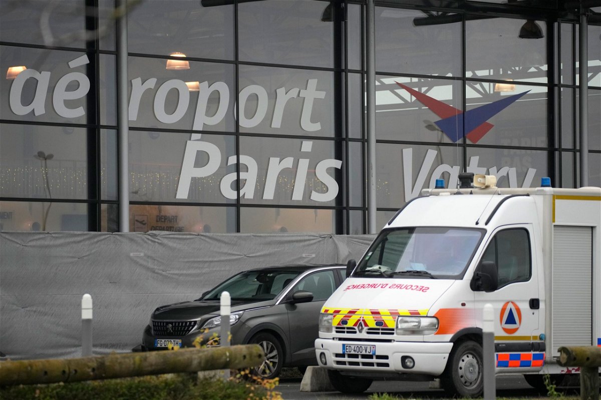 <i>Christophe Ena/AP</i><br/>The plane reported to be carrying some 300 Indian nationals at the Vatry airport in eastern France on Dec. 23.