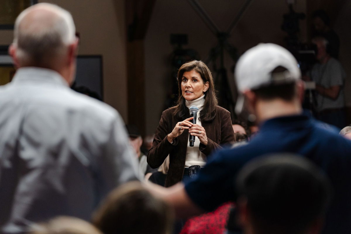 <i>Sophie Park/Getty Images</i><br/>Former South Carolina Gov. Nikki Haley takes questions from supporters at a town hall in Manchester