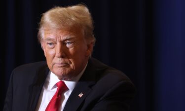 Former President Donald Trump speaks at a campaign event in Coralville