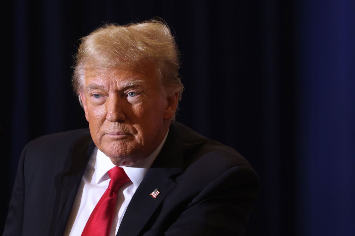 <i>Scott Olson/Getty Images</i><br/>Former President Donald Trump speaks at a campaign event in Coralville