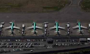 Boeing 737 MAX airplanes are seen parked at a Boeing facility on August 13