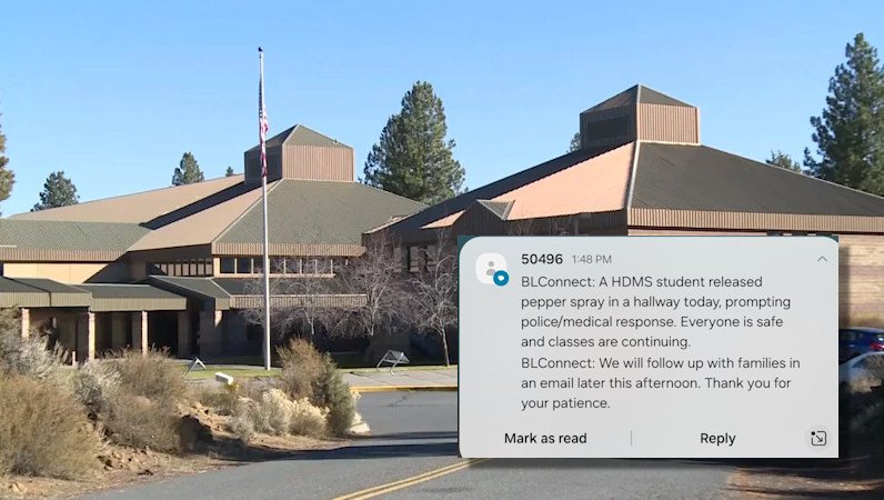 High Desert Middle School Parents and others received BLConnect text message about pepper spray incident Thursday afternoon.