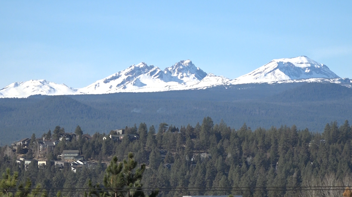 A view of the Broken Top and the South Sister mountains from the Bend Parkway