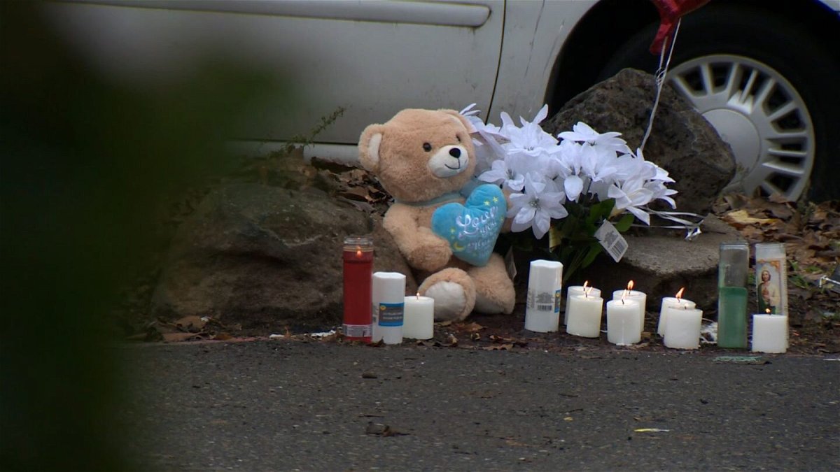 <i>KCRA</i><br/>A makeshift memorial for a child killed by another child is seen at an apartment complex in Sacramento County