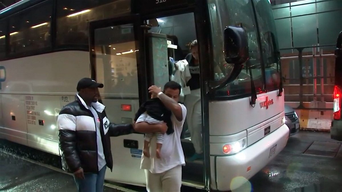 <i>WABC</i><br/>Four buses carrying migrants arrived at the Secaucus Junction Bus Plaza in New Jersey over the weekend.