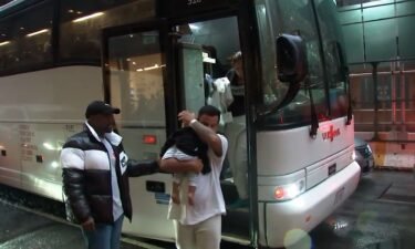 Four buses carrying migrants arrived at the Secaucus Junction Bus Plaza in New Jersey over the weekend.
