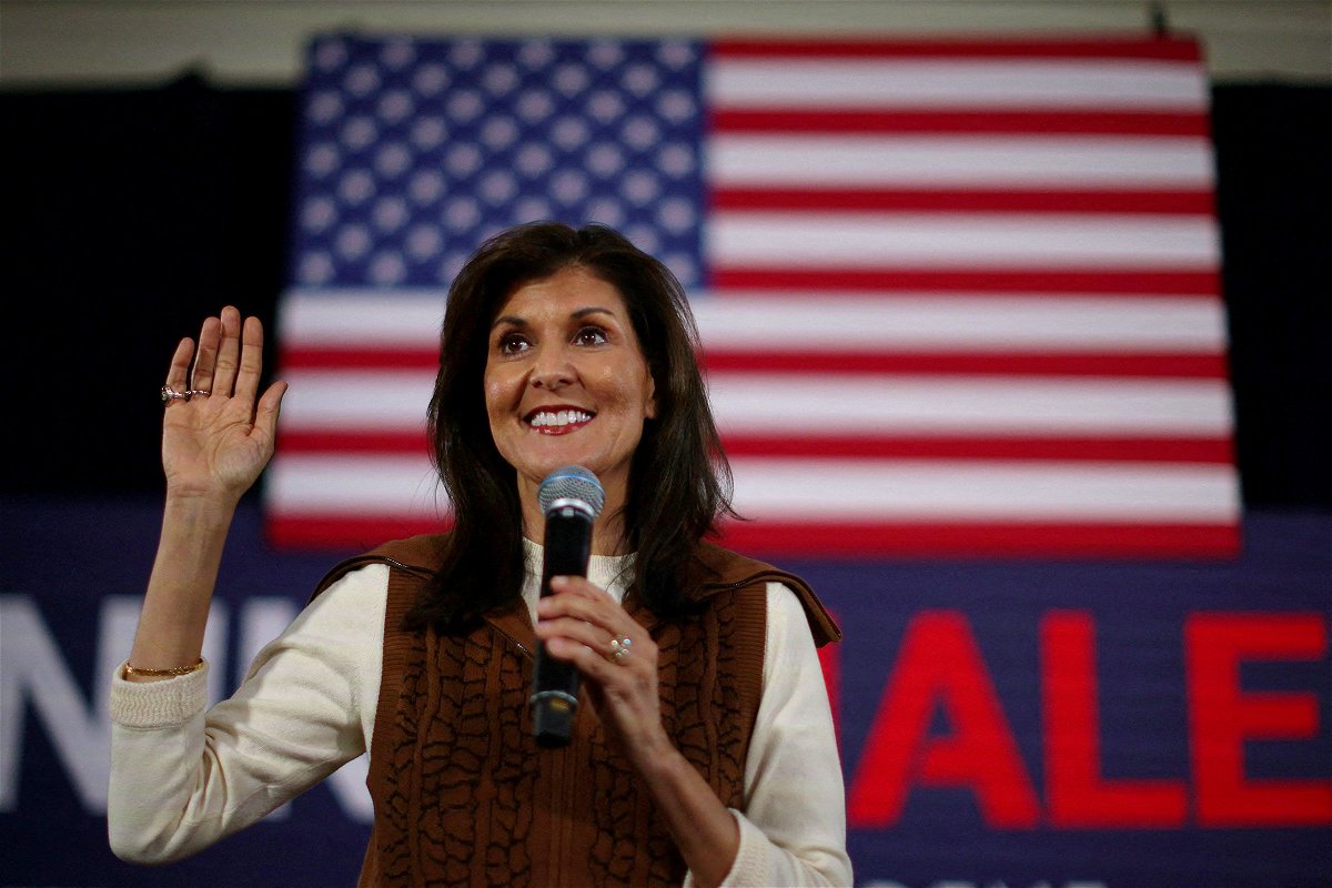 <i>Brian Snyder/Reuters</i><br/>Nikki Haley speaks at a campaign town hall in Atkinson