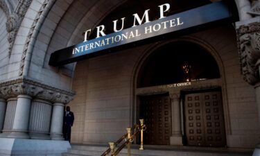 An exterior view of the entrance to the then-Trump International Hotel at the Old Post Office on October 26