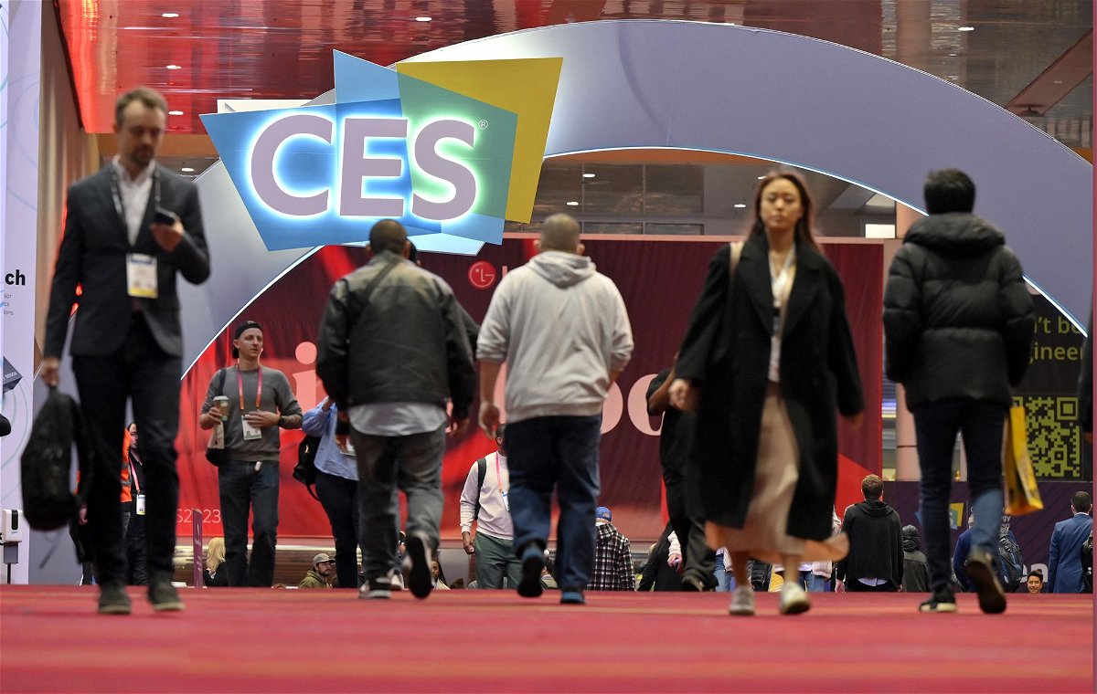 <i>David Becker/GDA/AP</i><br/>Attendees arrive for the opening of CES 2023 at the Las Vegas Convention Center on January 5