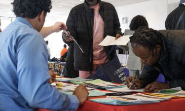 Jobseekers attend the Civil Service Career Fair at the Bronx Community College in New York on Tuesday