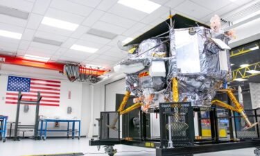 This photo provided by Astrobotic Technology shows the Peregrine lunar lander at the company's facility in Pittsburgh in October 2023. The first US lunar lander to take off is in jeopardy due to an "anomaly" in space.