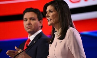 Nikki Haley answers a question during the debate.