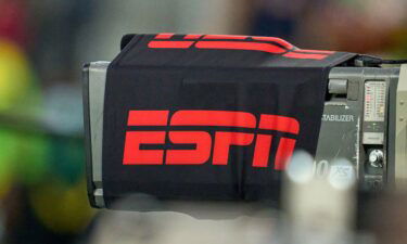A detail view of an ESPN logo is seen on a broadcast tv camera during a CONCACAF World Cup qualifying match between the United States and Jamaica on October 7
