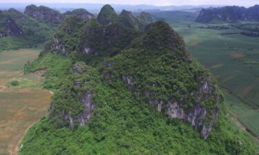 Many of the caves containing Gigantopithecus blacki fossils are in the distinctive karst landscape of China's Guangxi region.