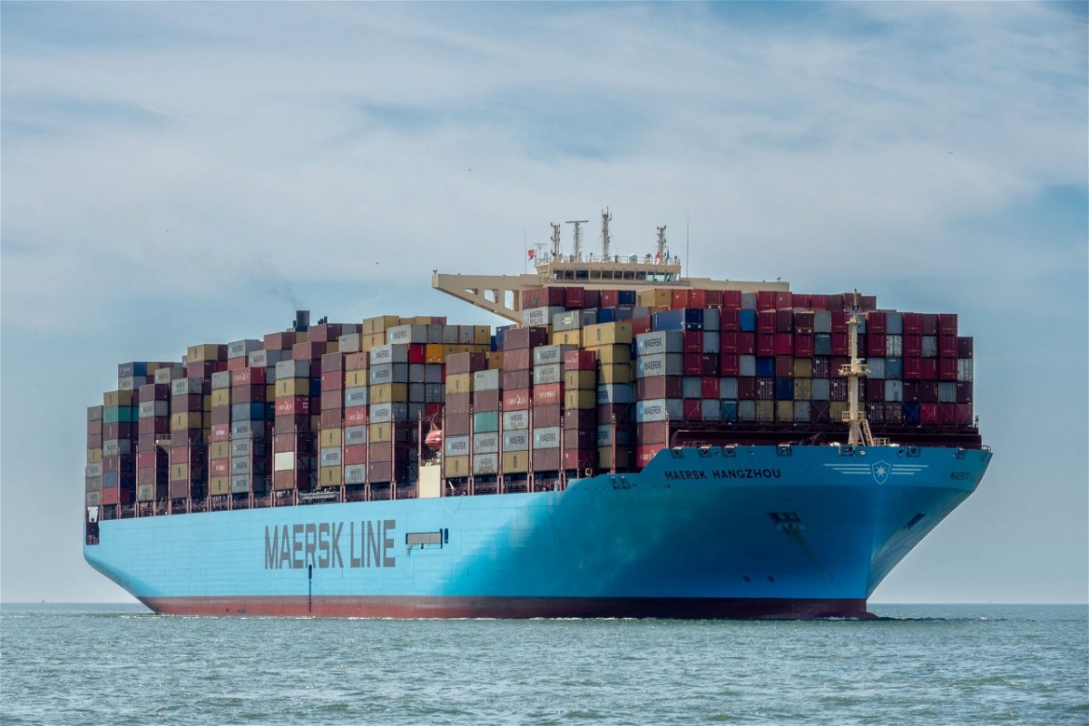 <i>Rene van Quekelberghe/Handout/Reuters</i><br/>Container vessel Maersk Hangzhou sails in the Wielingen channel