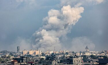 Smoke billowing over Khan Yunis in the southern Gaza Strip during Israeli bombardments on Friday.