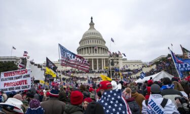 Rioters loyal to former President Donald Trump are seen here at the U.S. Capitol in Washington on January 6