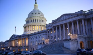 The US Capitol is seen at dusk in Washington