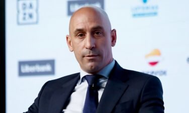 Luis Rubiales attends a press conference on July 14
