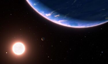 An artist's illustration depicts exoplanet GJ 9827d (foreground