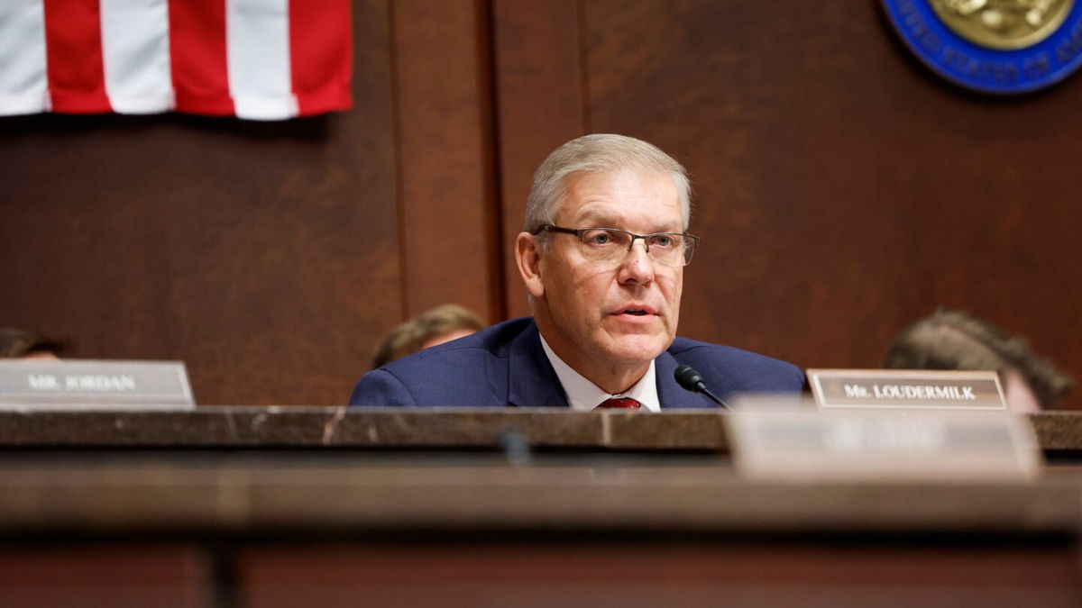 <i>Anna Moneymaker/Getty Images</i><br/>Rep. Barry Loudermilk of Georgia speaks during a hearing at the US Capitol Building on June 7