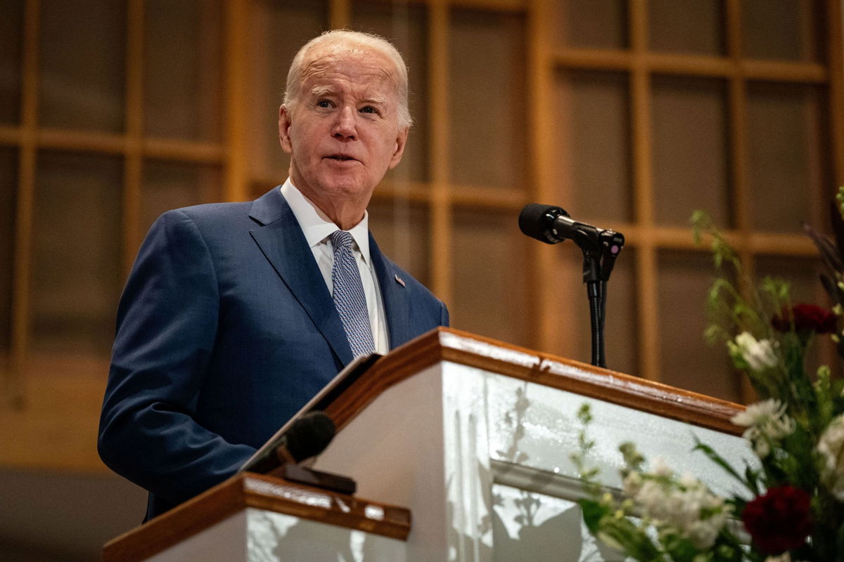 <i>Kent Nishimura/AFP/Getty Images</i><br/>Biden delivers remarks at the St. John Baptist Church in Columbia