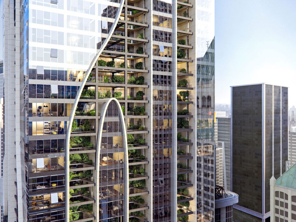 <i>SGA</i><br/>Conceptual renderings for 1633 Broadway in Manhattan of a way to allow fresh air and light to the interior of the office building for residences