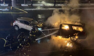 Firefighters work the blaze after the New Year's Eve concert in Rochester