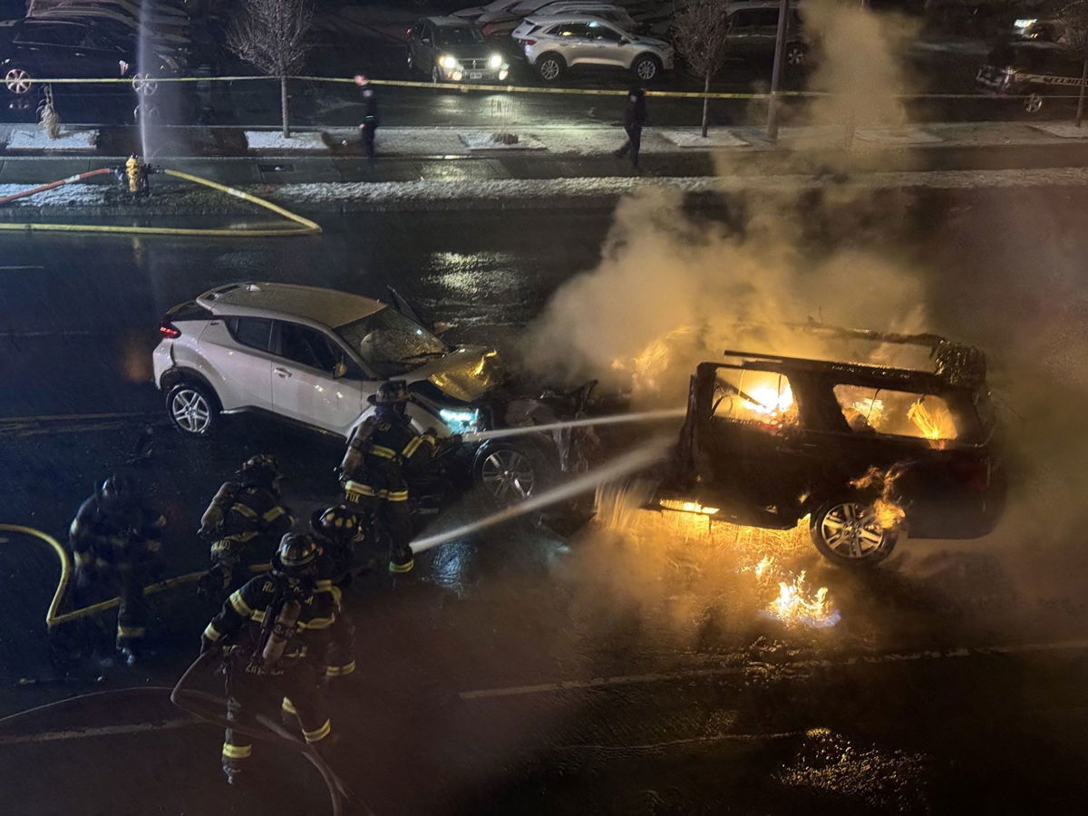 <i>Courtesy Lorne Mauldin</i><br/>Firefighters work the blaze after the New Year's Eve concert in Rochester