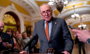 Senate Majority Leader Chuck Schumer meets with reporters at Capitol in Washington on December 19. Just five days remain until a key government funding deadline.