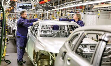 A BMW factory in Munich is seen here in December 2023. Germany's struggling manufacturing sector has been a drag on economic growth. Germany’s economy shrank last year for the first time since the onset of the Covid-19 pandemic.
