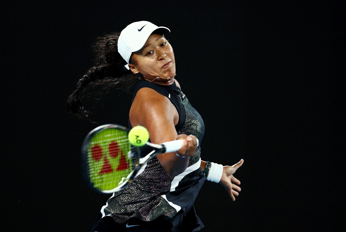 <i>Edgar Su/Reuters</i><br/>Naomi Osaka hits a forehand against Caroline Garcia in their first-round match at the Australian Open. Osaka’s return to grand slam tennis ended in a first-round defeat against Garcia.