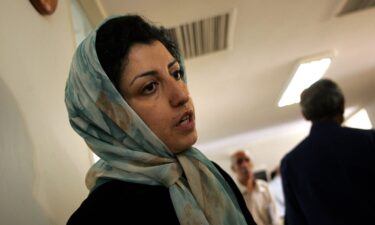 Narges Mohammadi was awarded the Nobel for “her fight against the oppression of women in Iran and her fight to promote human rights and freedom for all.” She is seen in this photo taken June 25