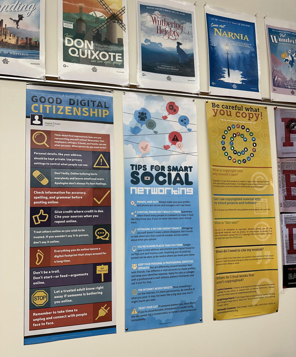 <i>Alisha Ebrahimji/CNN</i><br/>Media literacy posters hang at South Brunswick High School in New Jersey.