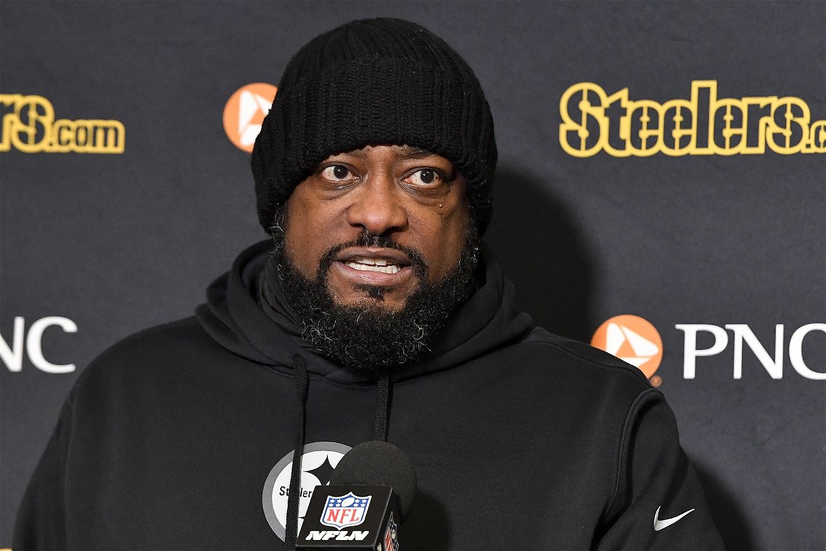 <i>Adrian Kraus/AP</i><br/>Pittsburgh Steelers head coach Mike Tomlin answers questions during a news conference after losing to the Buffalo Bills in an NFL Wild Card playoff game.