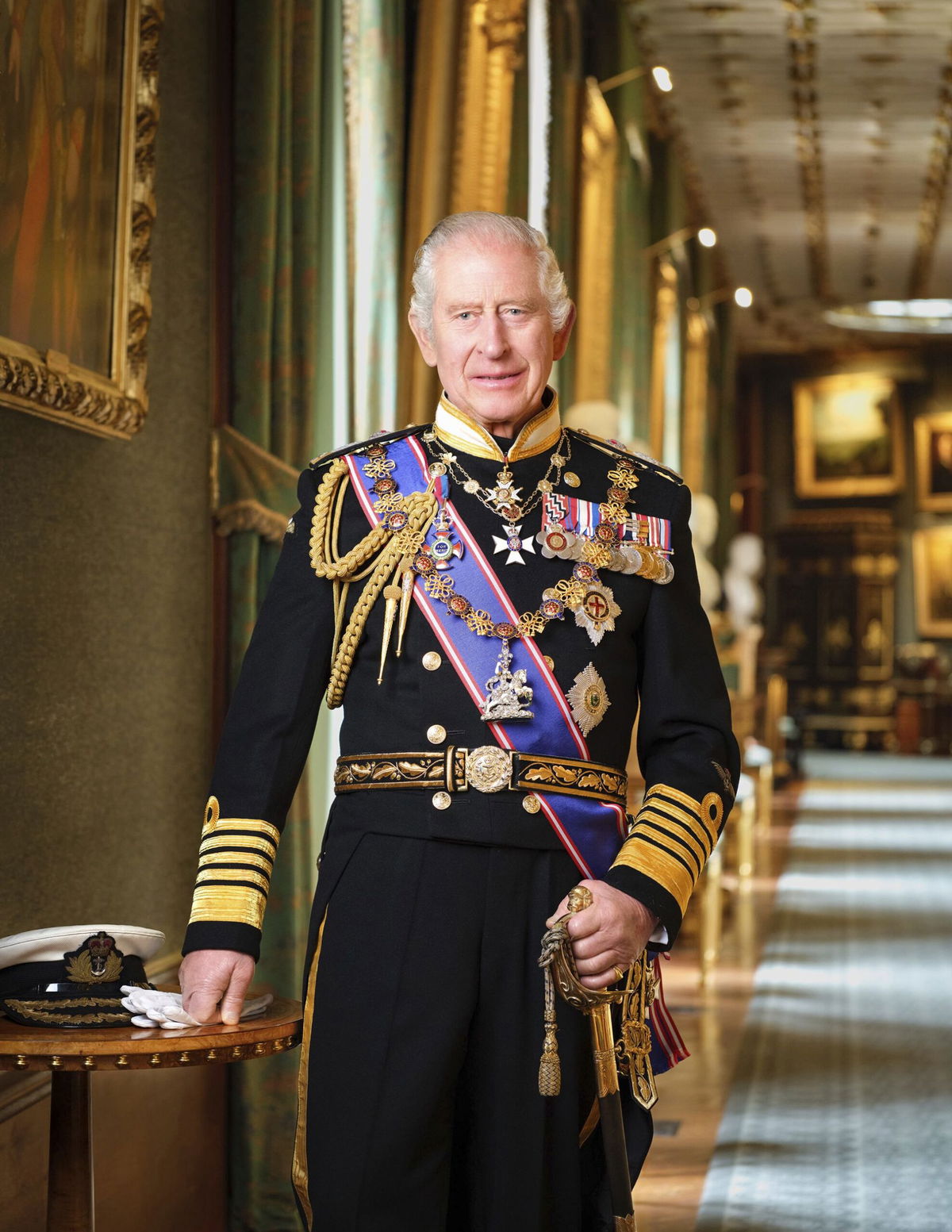 <i>Hugo Burnand/AP</i><br/>The new official portrait of Britain's King Charles III taken in 2023 at Windsor Castle