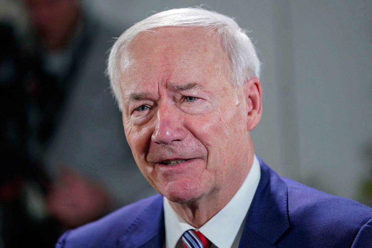 <i>Pablo Martinez Monsivais/AP/File</i><br/>Then-Arkansas Gov. Asa Hutchinson speaks during an interview with the Associated Press