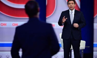 Florida Gov. Ron DeSantis takes part in a CNN town hall at New England College in Henniker